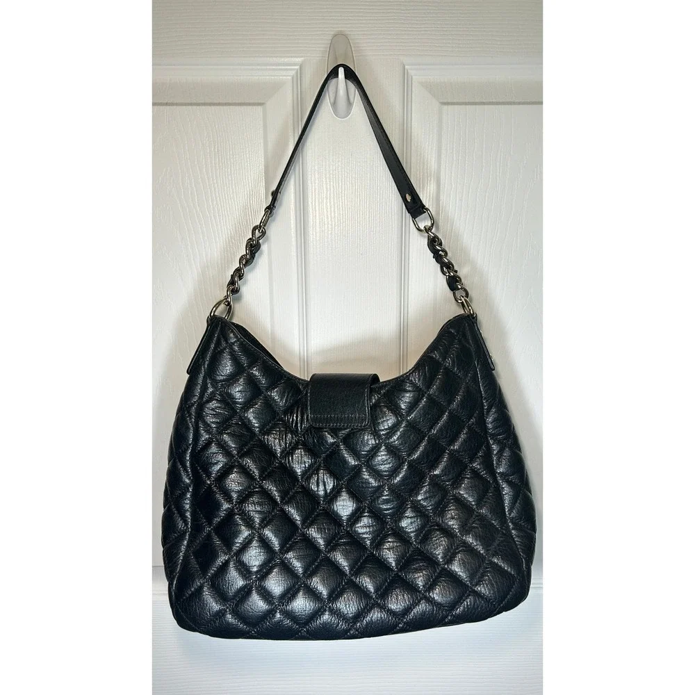 Kate Spade Gold Coast Janica Black‎ Quilted Leather Chain Hobo Shoulder Bag